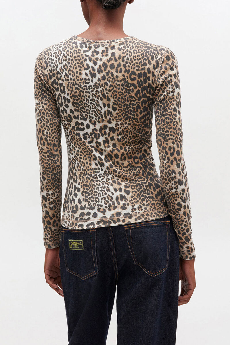 Long-sleeve in Leopard, Organic Cotton, in colour Leopard - 3 - GANNI