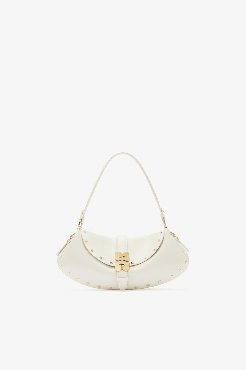 Sac B-Kat à clous blanc, Recycled Leather, in colour Egret - 1 - GANNI