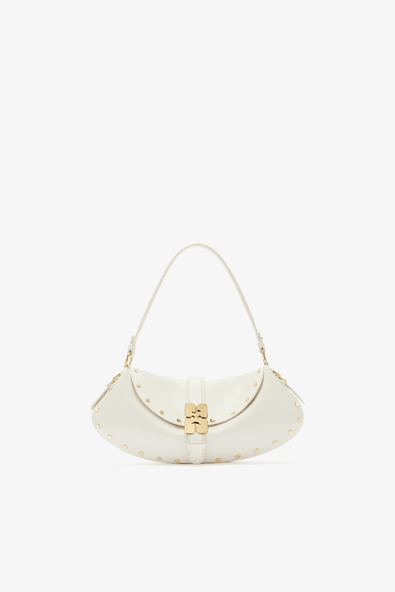 Sac B-Kat à clous blanc, Recycled Leather, in colour Egret - 1 - GANNI