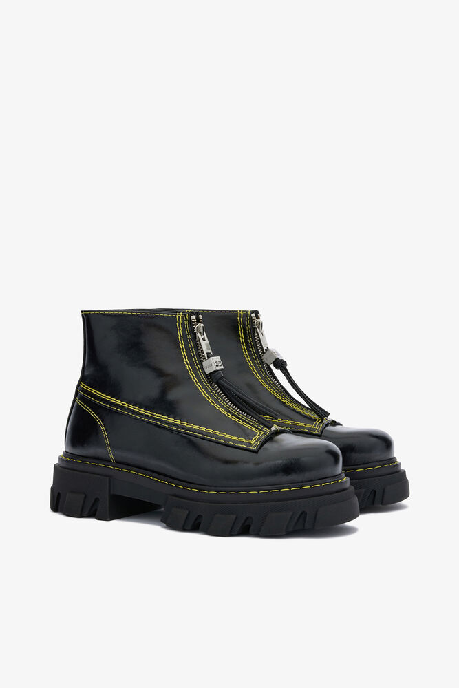 Cleated Boots in Black, Black