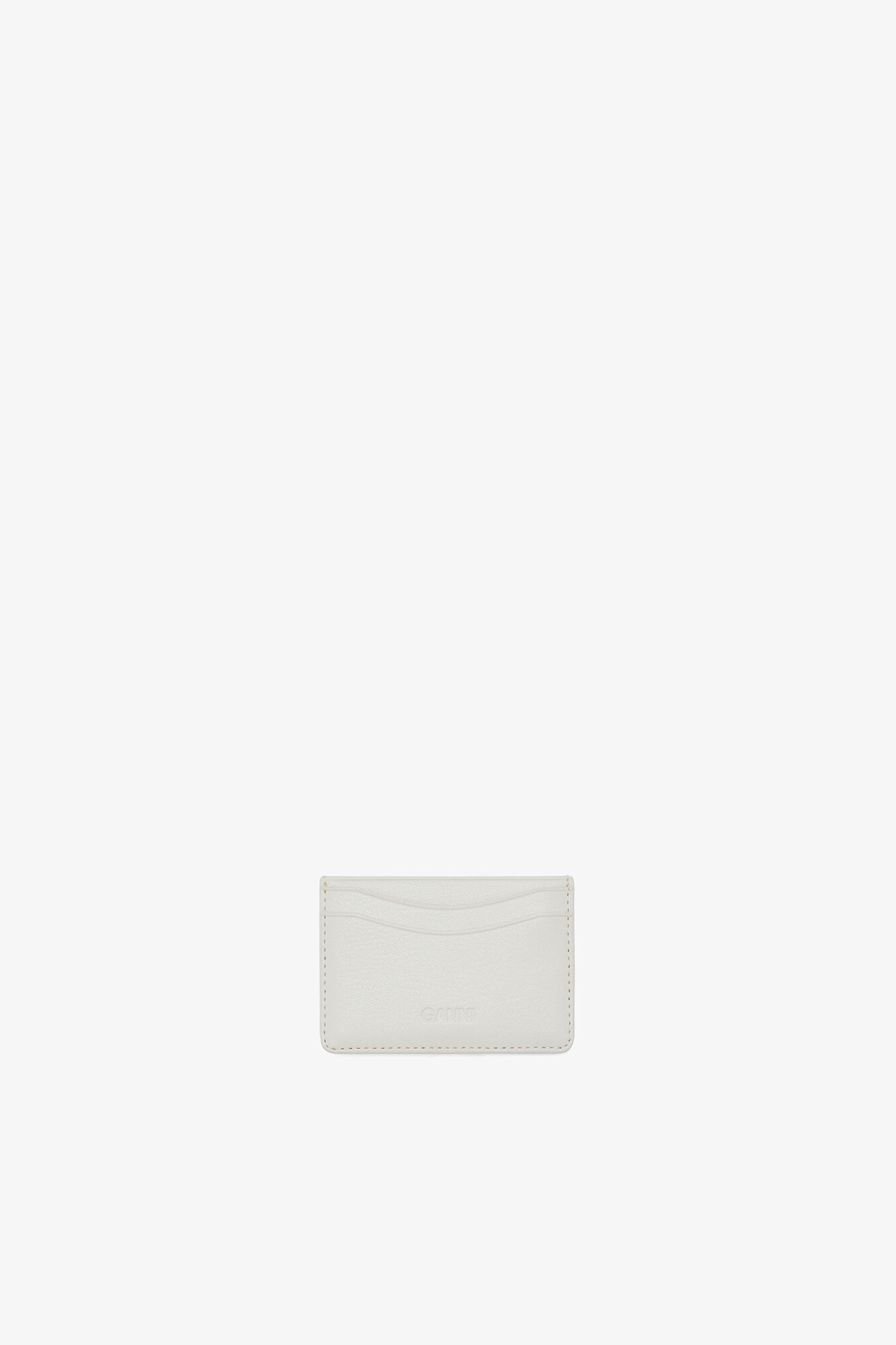 Bou Card Holder in White, Recycled Leather, in colour Egret - 2 - GANNI