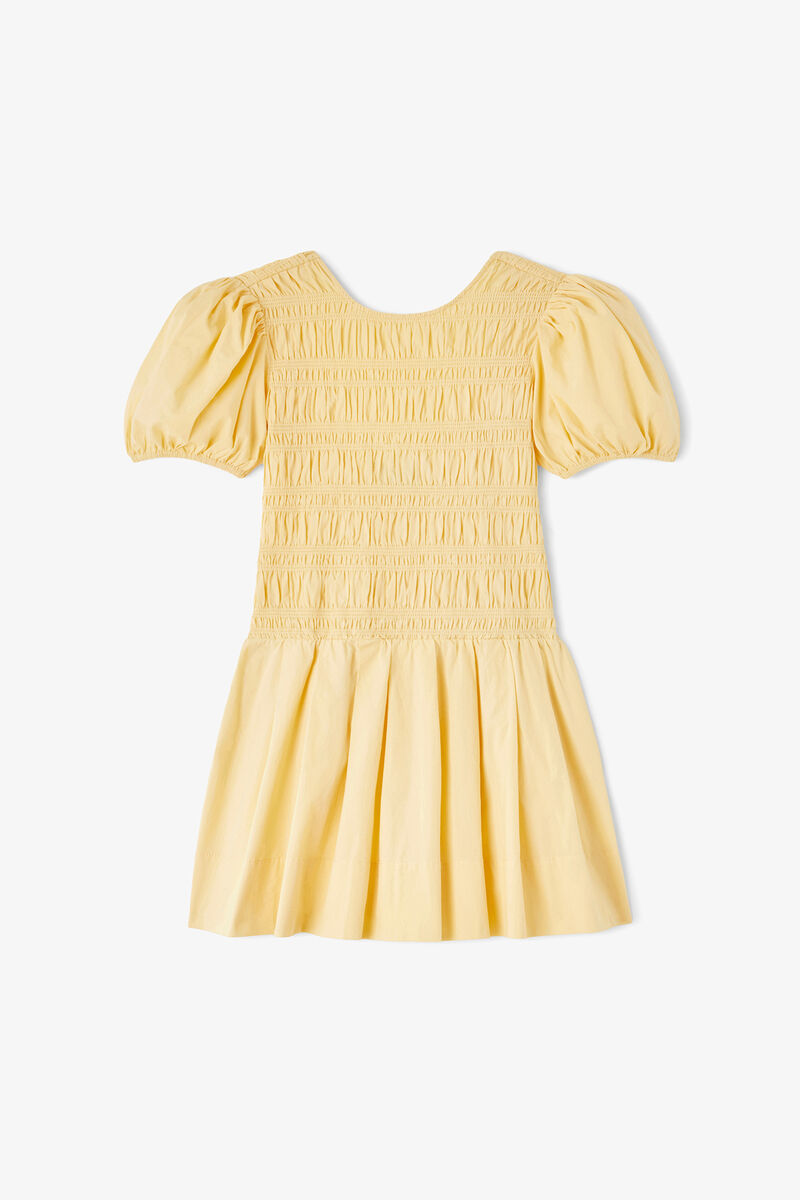 Mini-kjole i gul bomuld, Organic Cotton, in colour Italian Straw - 1 - GANNI