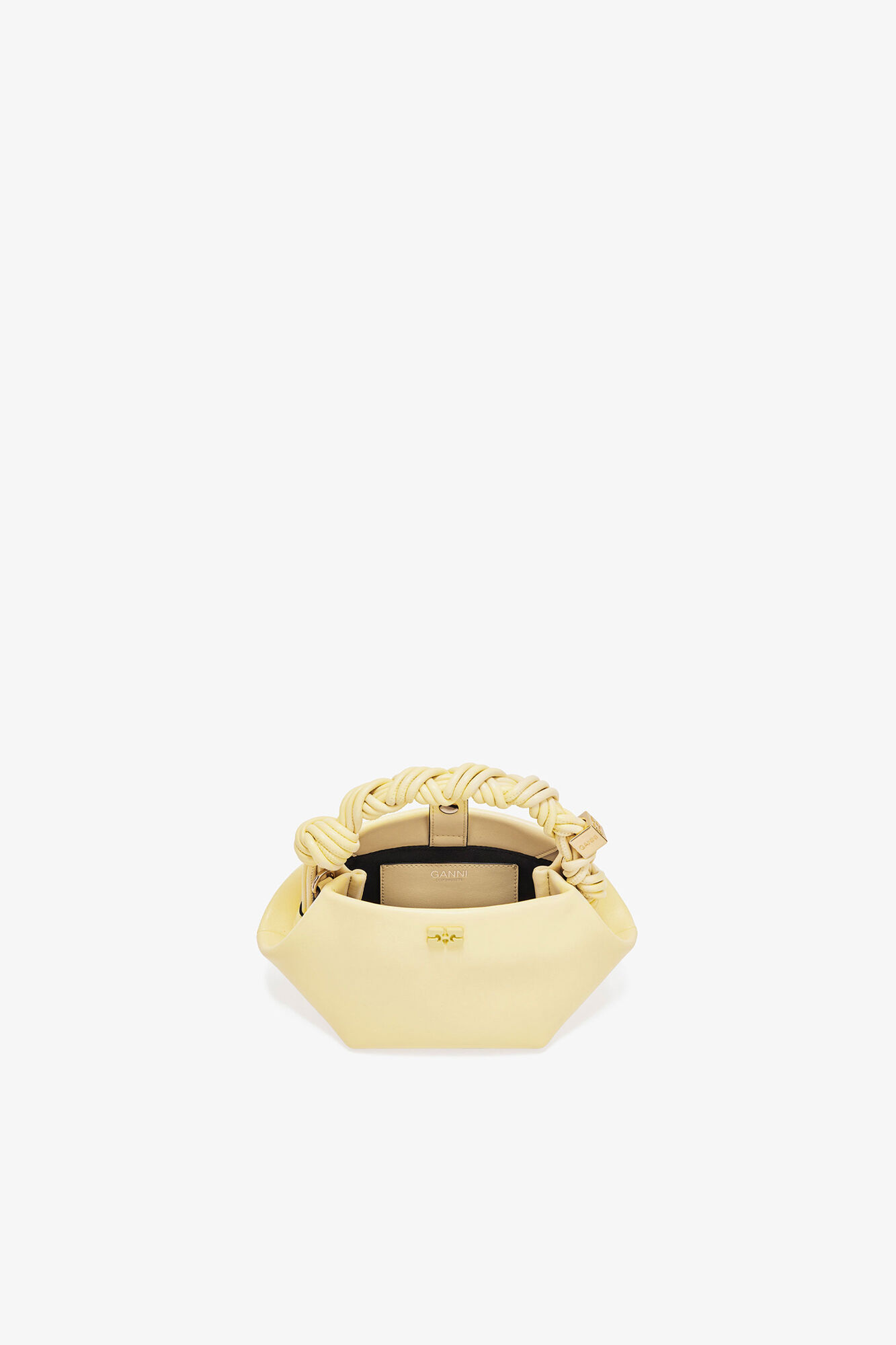 Mini Bou Bag in Yellow, Recycled Leather, in colour Yellow Cream - 3 - GANNI