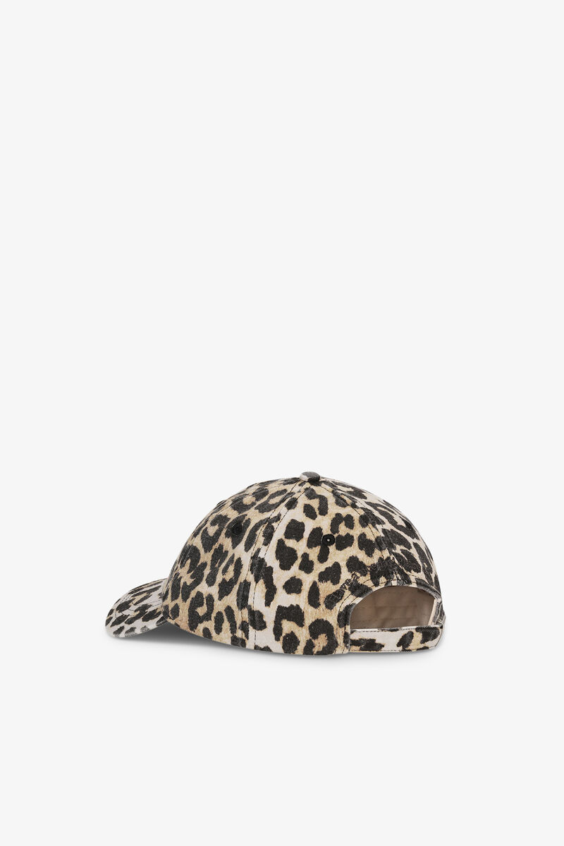 Cap in Leopard Canvas, Organic Cotton, in colour Leopard - 2 - GANNI
