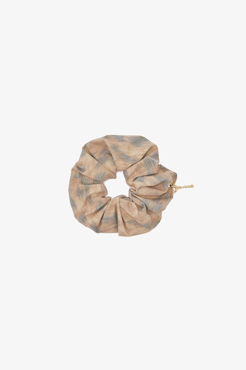 Scrunchie in Printed Cotton, Organic Cotton, in colour Burro - 1 - GANNI