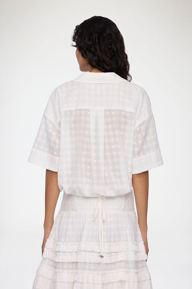 Shirt in White Broderie Anglaise, Bright White
