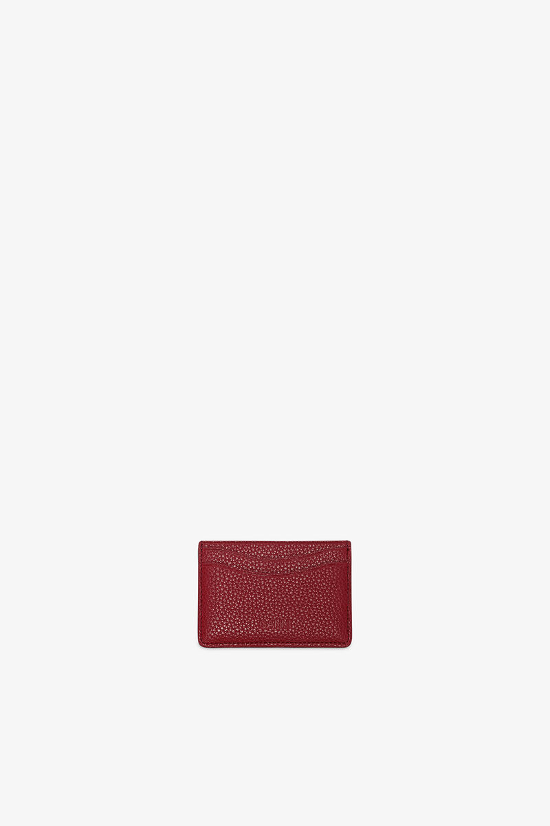 Bou Card Holder in Grained Red, Recycled Polyester, in colour Red Dahlia - 2 - GANNI