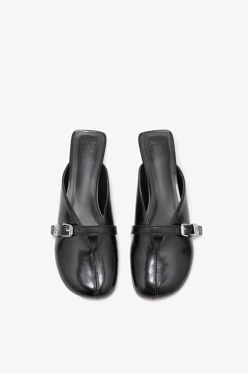Sue Kitten Heel Mules in Black, Oleatex™, in colour Black - 3 - GANNI