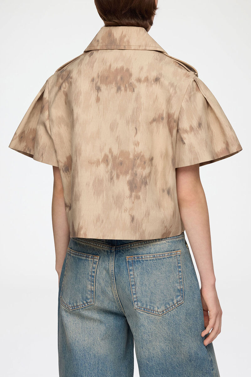 Jacket in Printed Cotton, Organic Cotton, in colour Warm Sand - 3 - GANNI