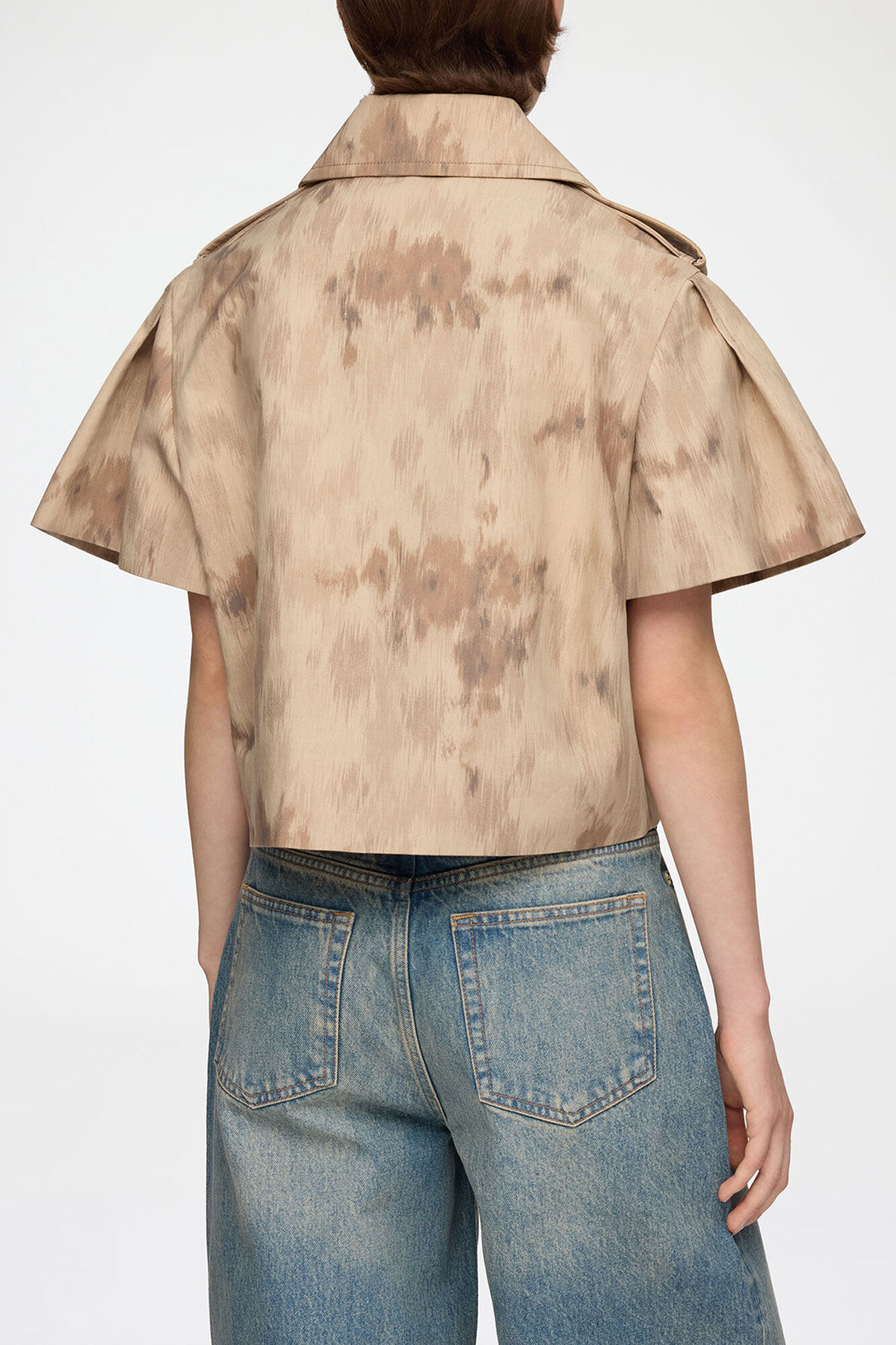 Jacket in Printed Cotton, Organic Cotton, in colour Warm Sand - 3 - GANNI