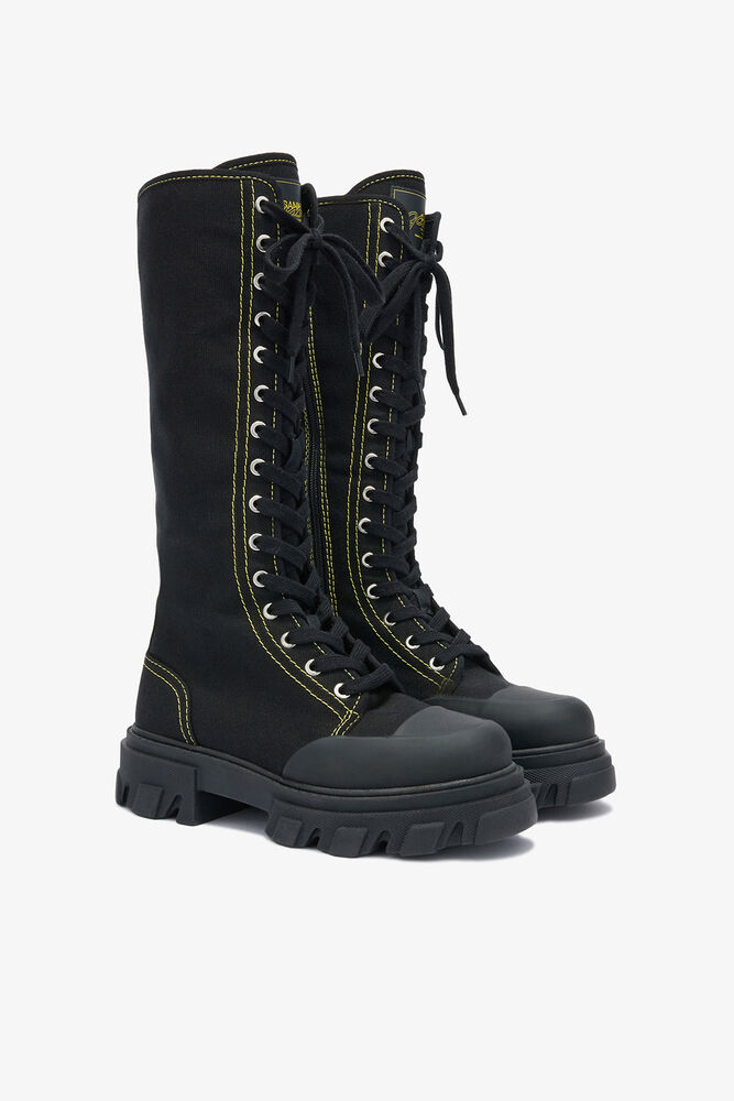 Bottes de trail hautes en toile noires, Black