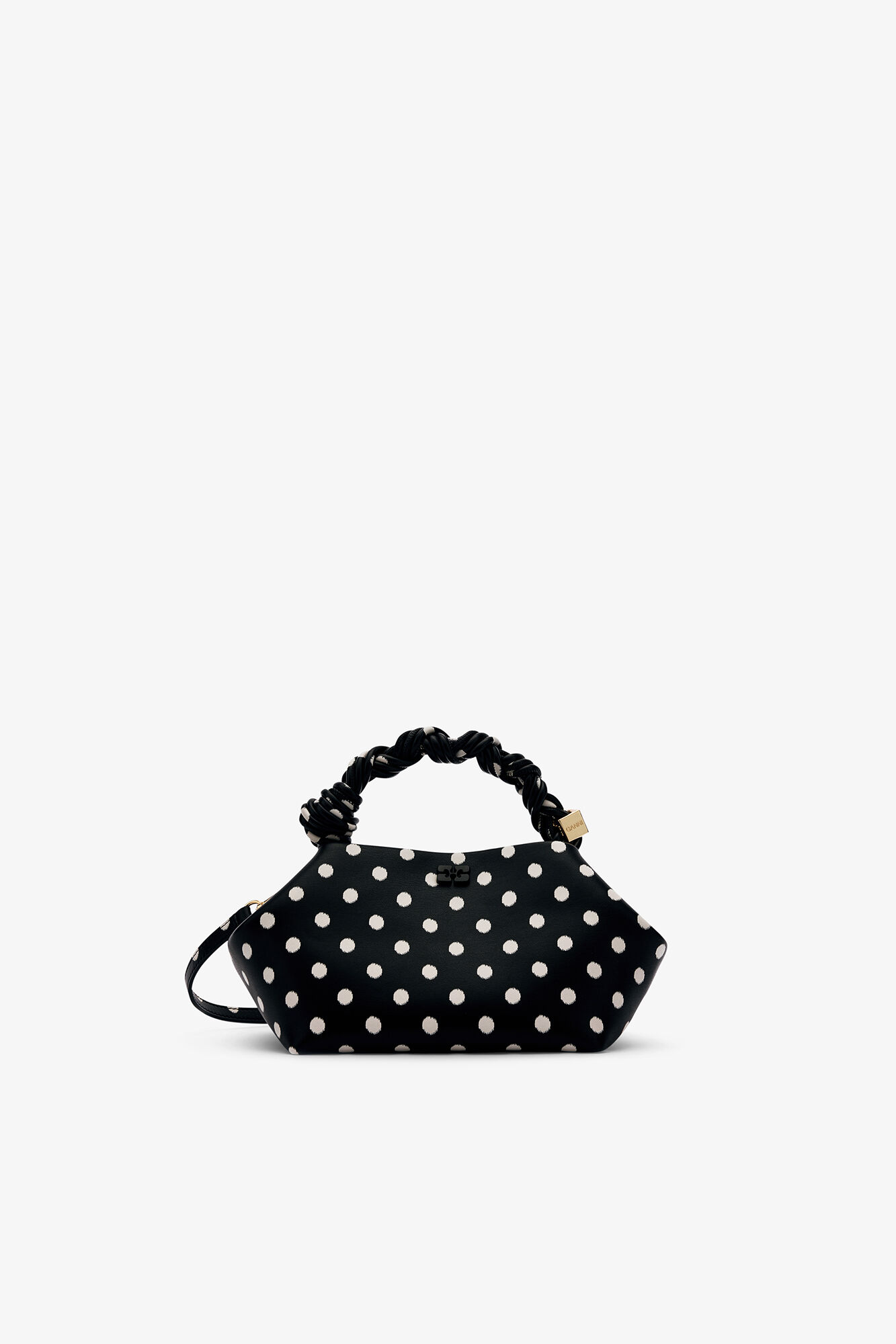 Small Bou Bag in Polka-Dot , Recycled Leather, in colour Black - 1 - GANNI