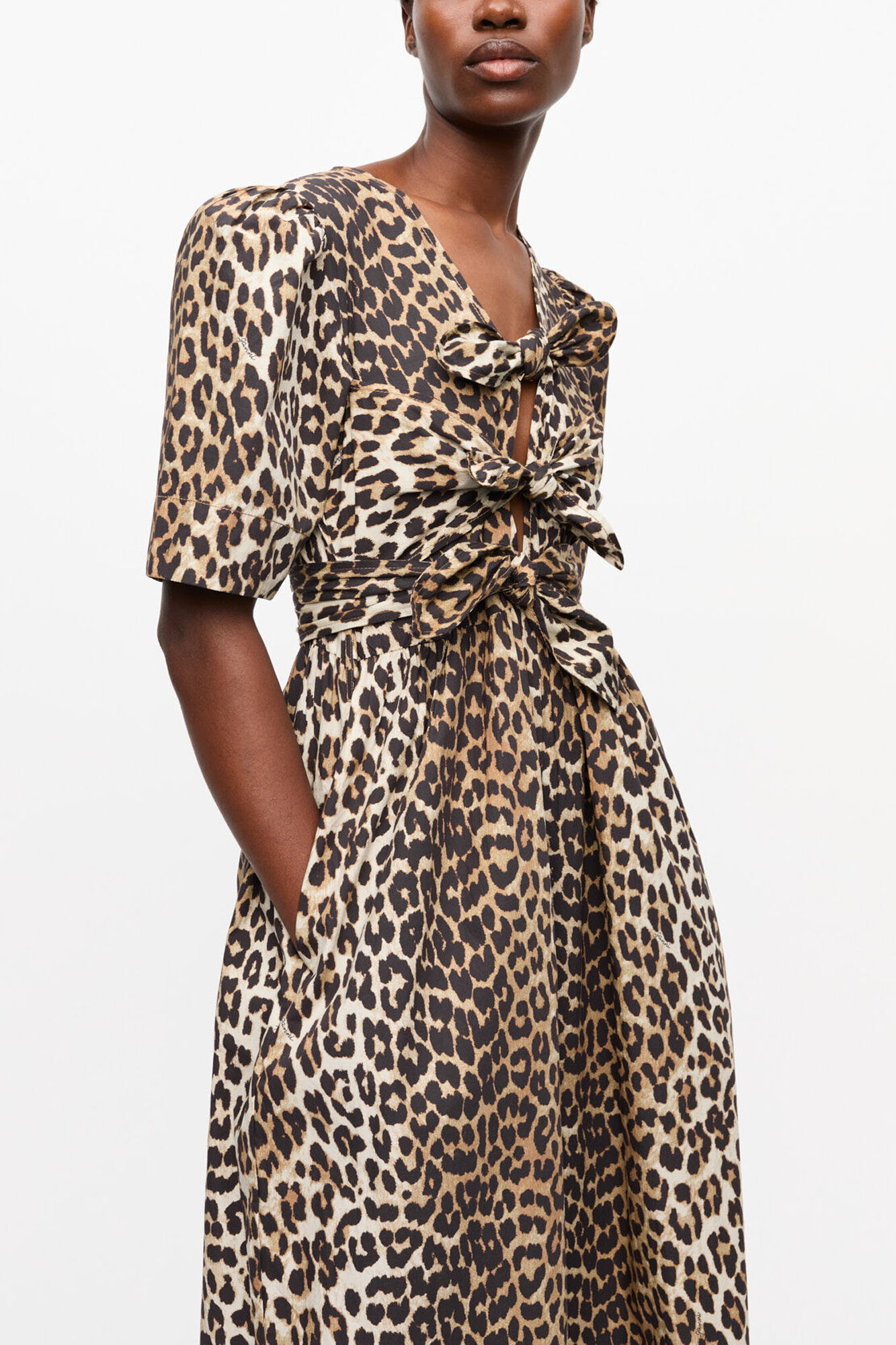 Dress in Leopard Cotton, Organic Cotton, in colour Leopard - 3 - GANNI