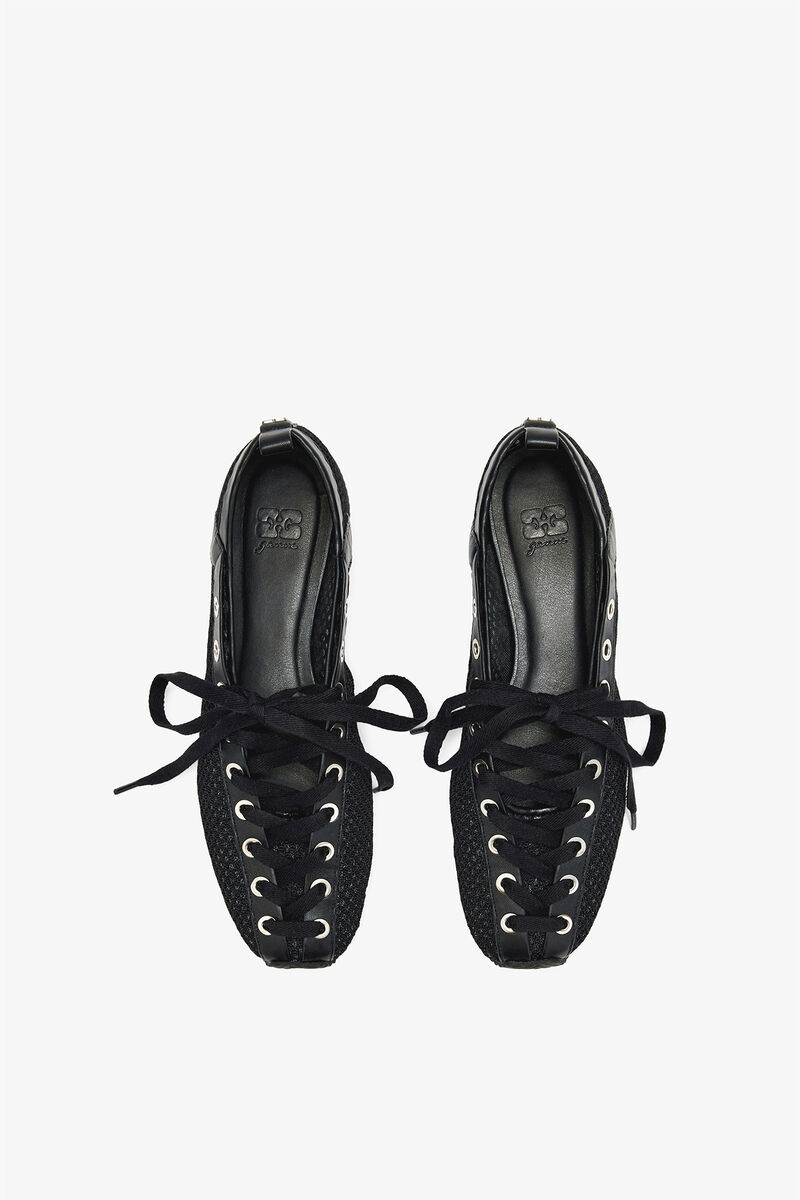 スポーティバレリーナ（ブラックメッシュ）, Recycled Polyester, in colour Black - 3 - GANNI