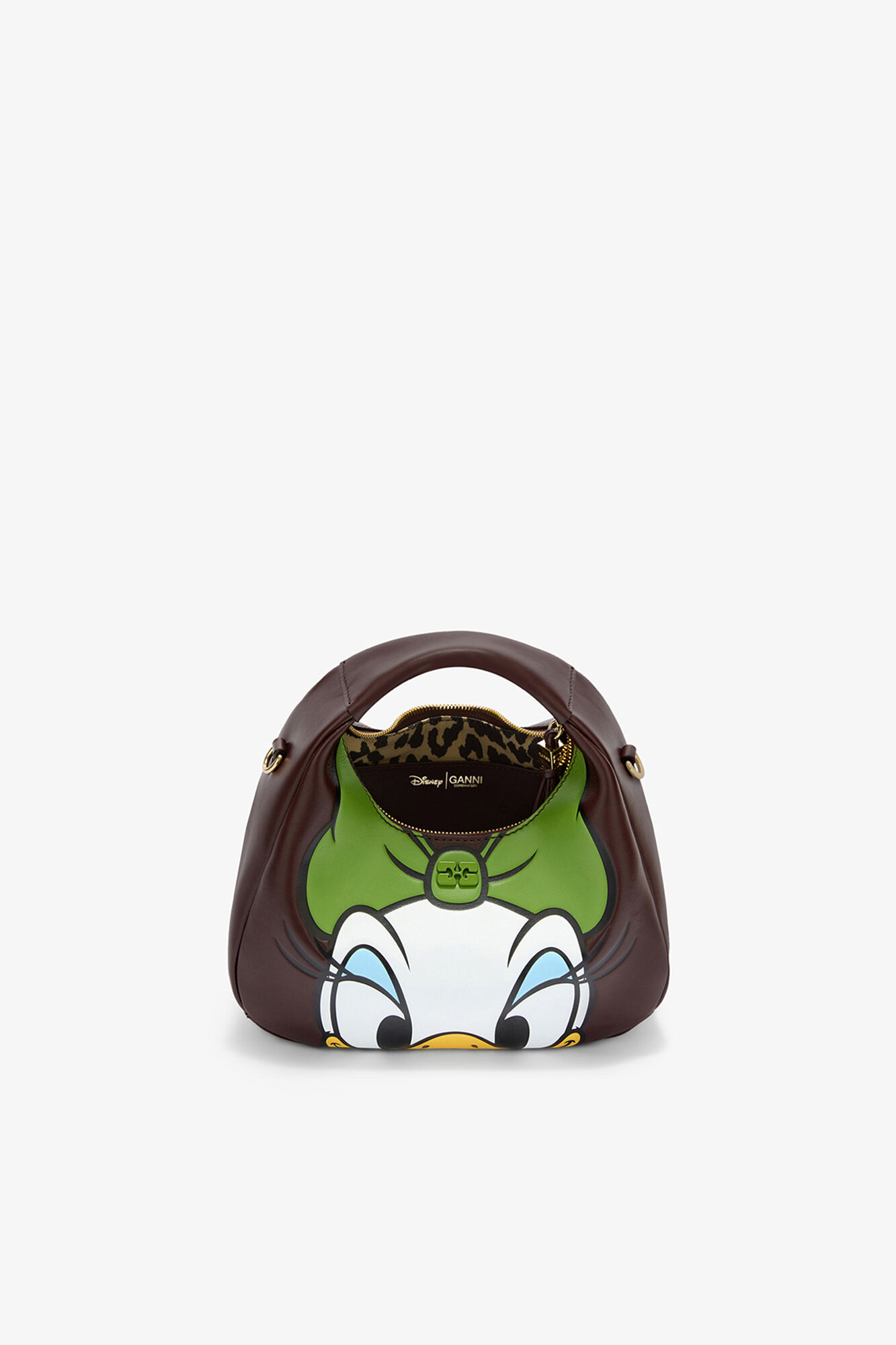 Mini sac Hobo Daisy Duck marron, Recycled Leather, in colour Seal Brown - 3 - GANNI