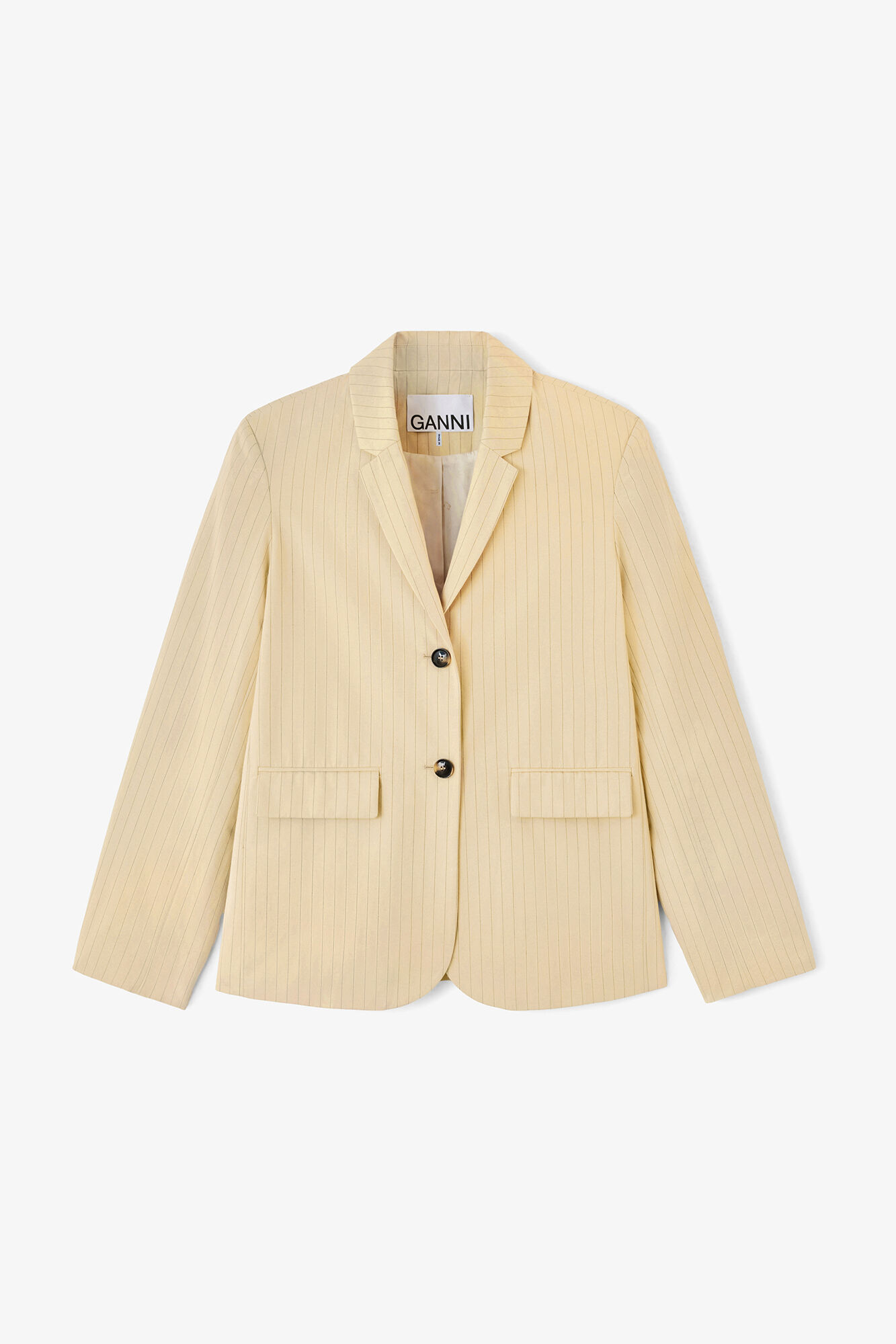 Blazer in Beige Suiting, Organic Cotton, in colour Summer Sand - 1 - GANNI