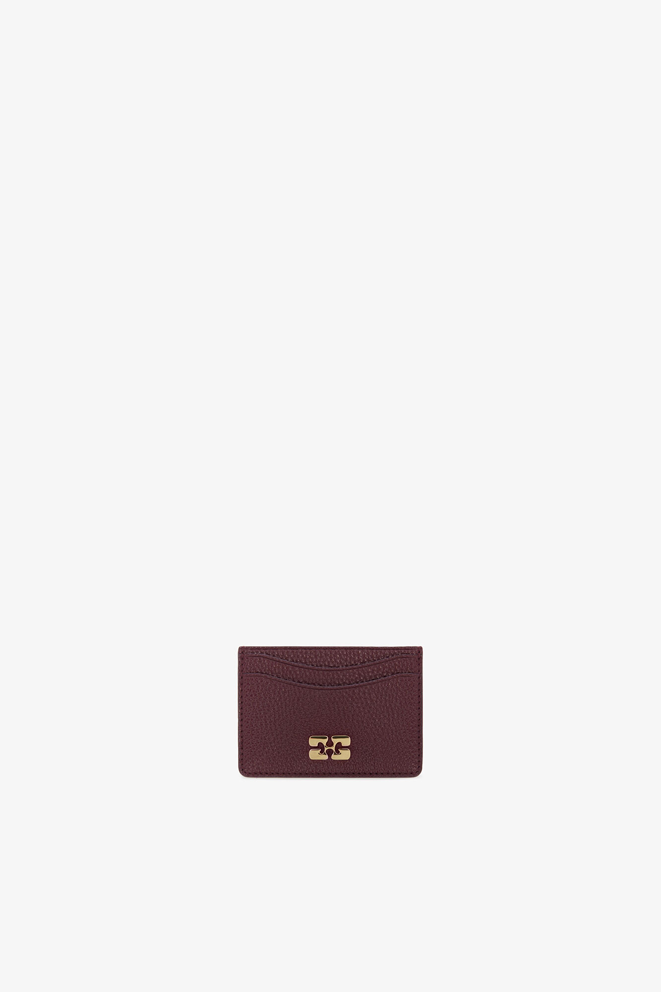 Bou Card Holder in Grained Burgundy, Polyurethane, in colour Port Royale - 1 - GANNI