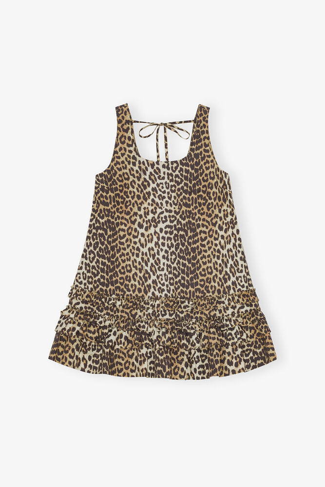 Mini Dress in Leopard Cotton, Leopard