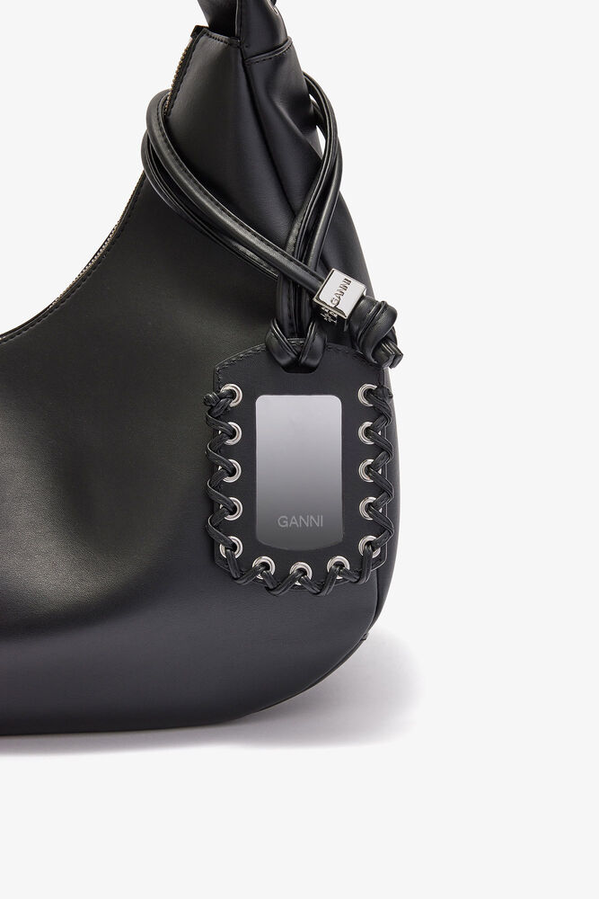 Black Medium Laces Hobo Bag, Black