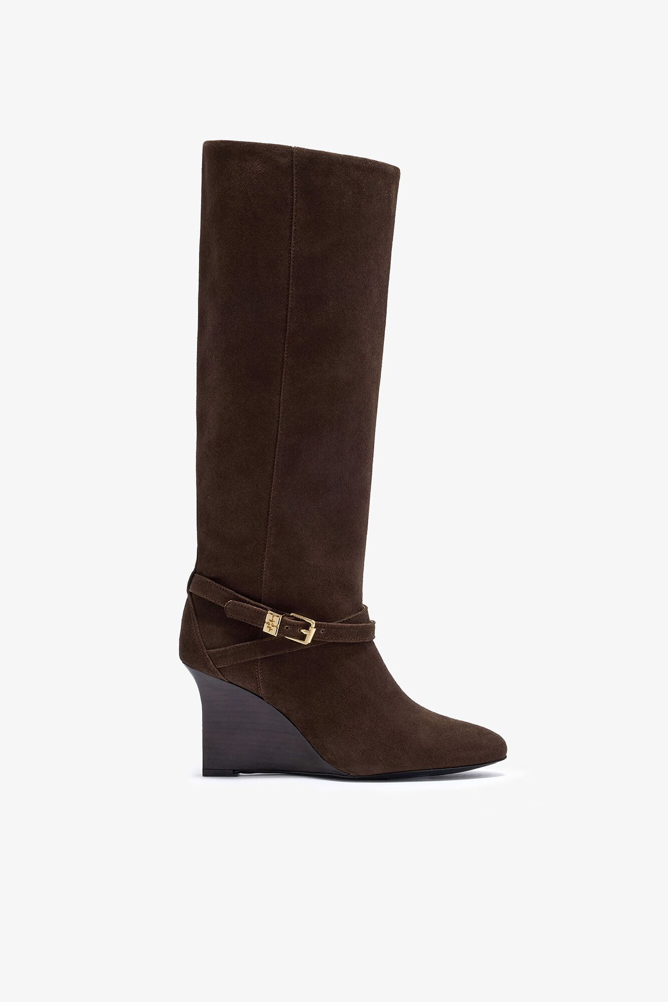 Kat High Boot in Brown Suede, Recycled Leather, in colour Chicory Coffee - 1 - GANNI