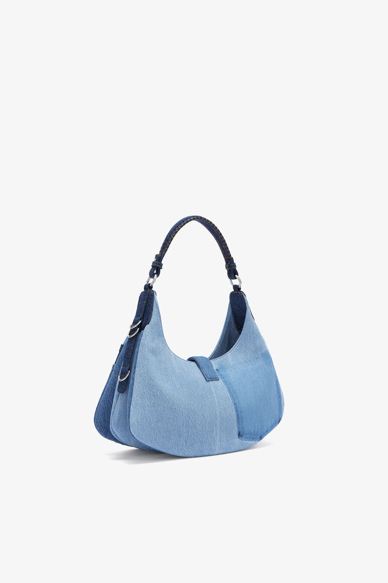 Kleine Kat Tasche in Denim, Organic Cotton, in colour Mid Blue Vintage - 2 - GANNI