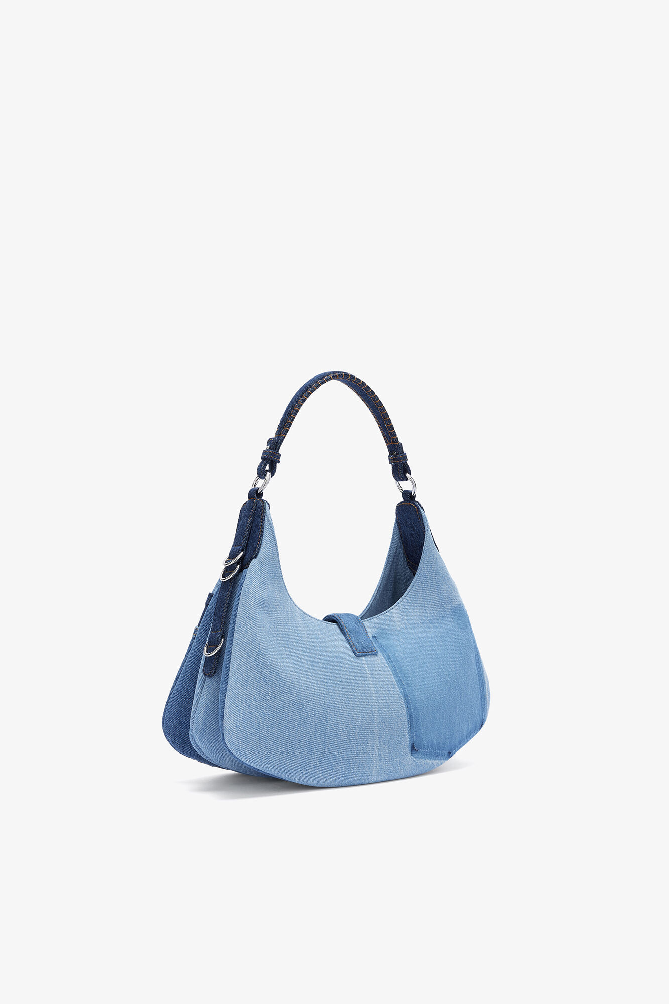 Kleine Kat Tasche in Denim, Organic Cotton, in colour Mid Blue Vintage - 2 - GANNI
