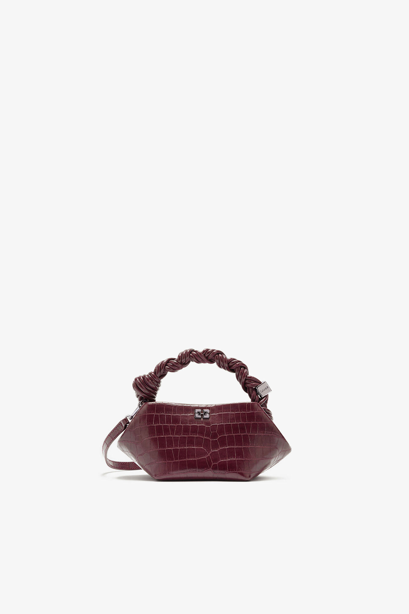 Mini-Bou-Tasche in Burgunder Kroko, Recycled Leather, in colour Burgundy - 1 - GANNI