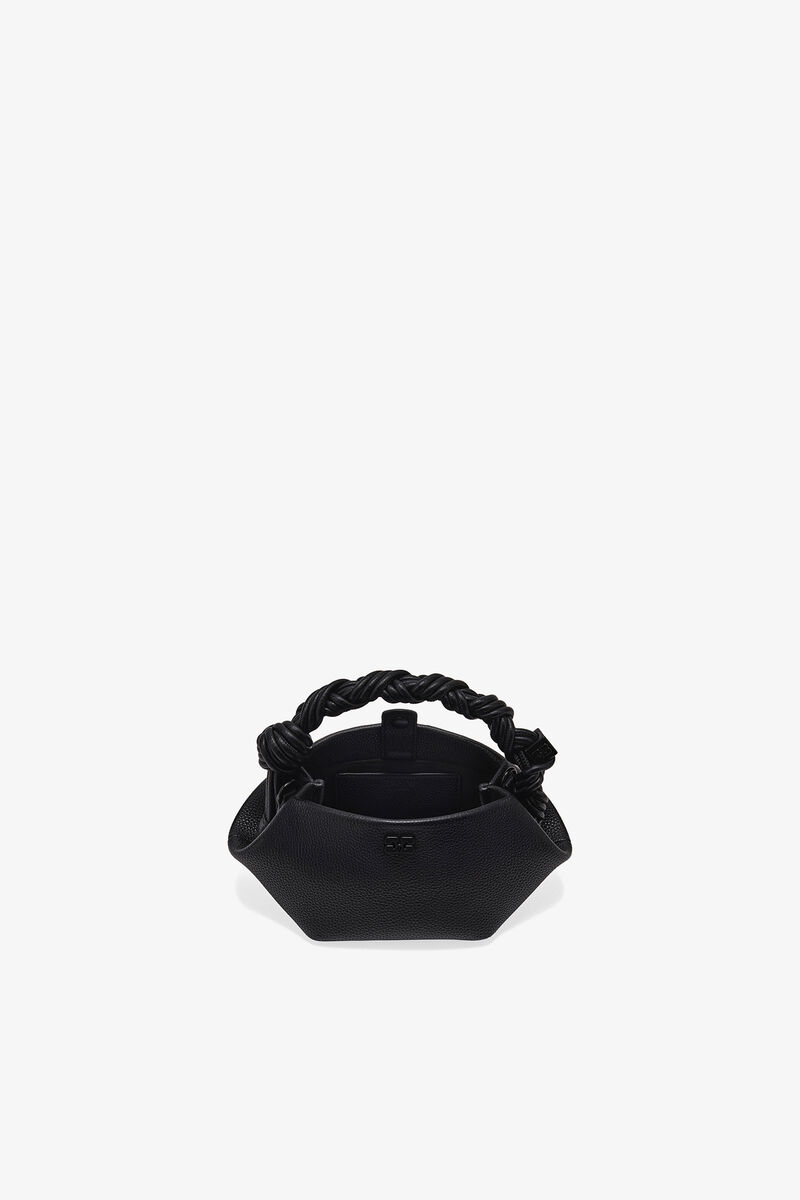 Mini Bou Bag in Grained Black, Recycled Polyester, in colour Black - 3 - GANNI