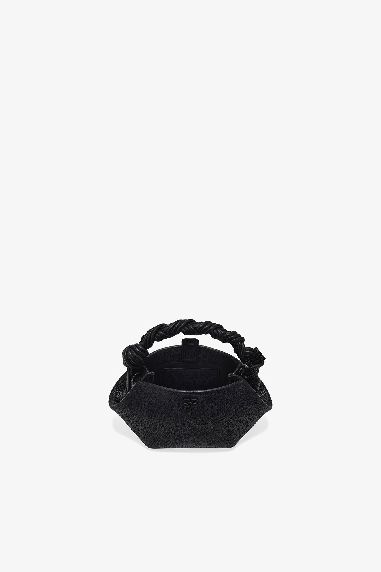 Mini Bou Bag in Grained Black, Recycled Polyester, in colour Black - 3 - GANNI