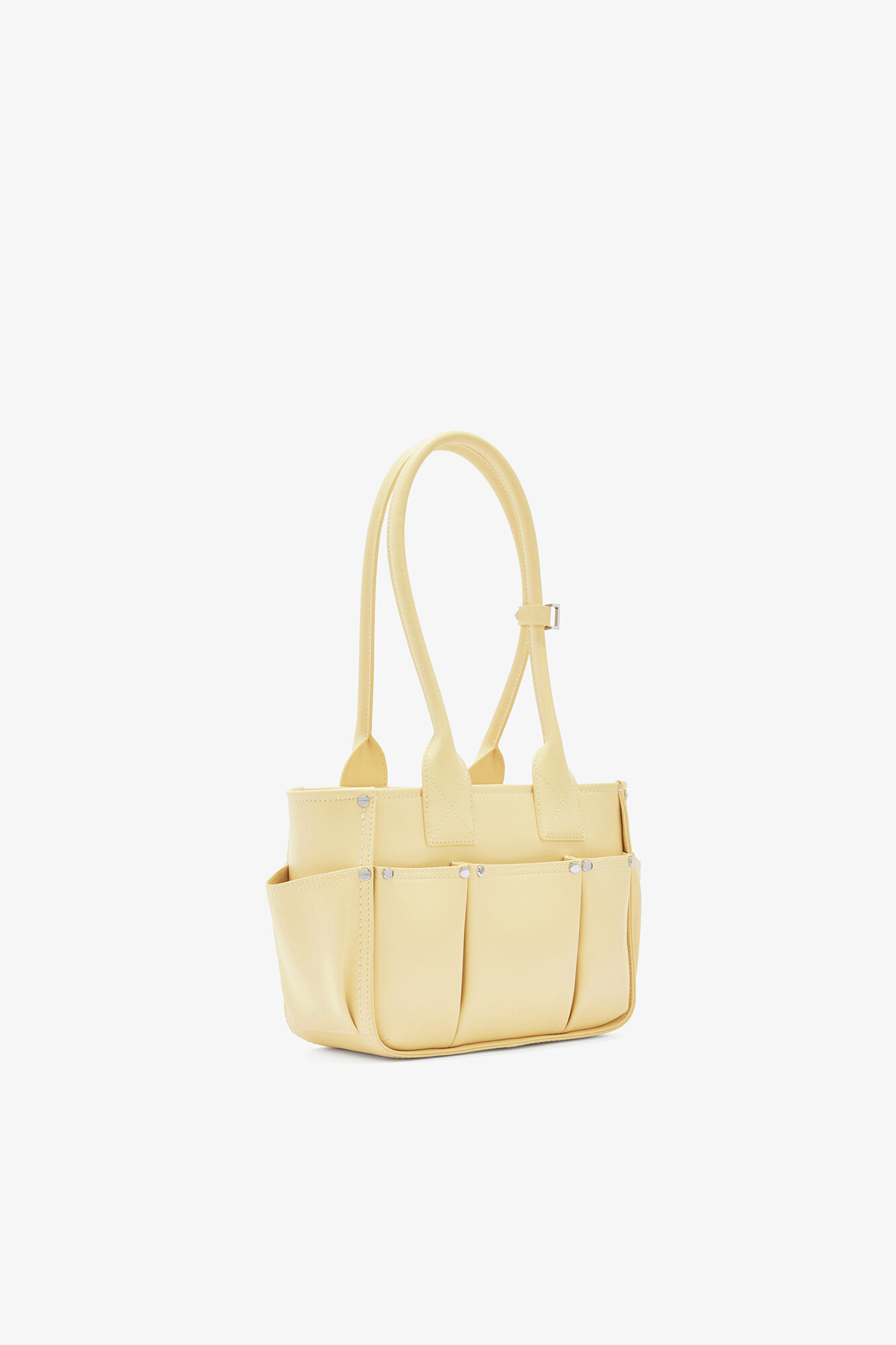 Small Posy Bag in Yellow, Recycled Leather, in colour Yellow Cream - 2 - GANNI