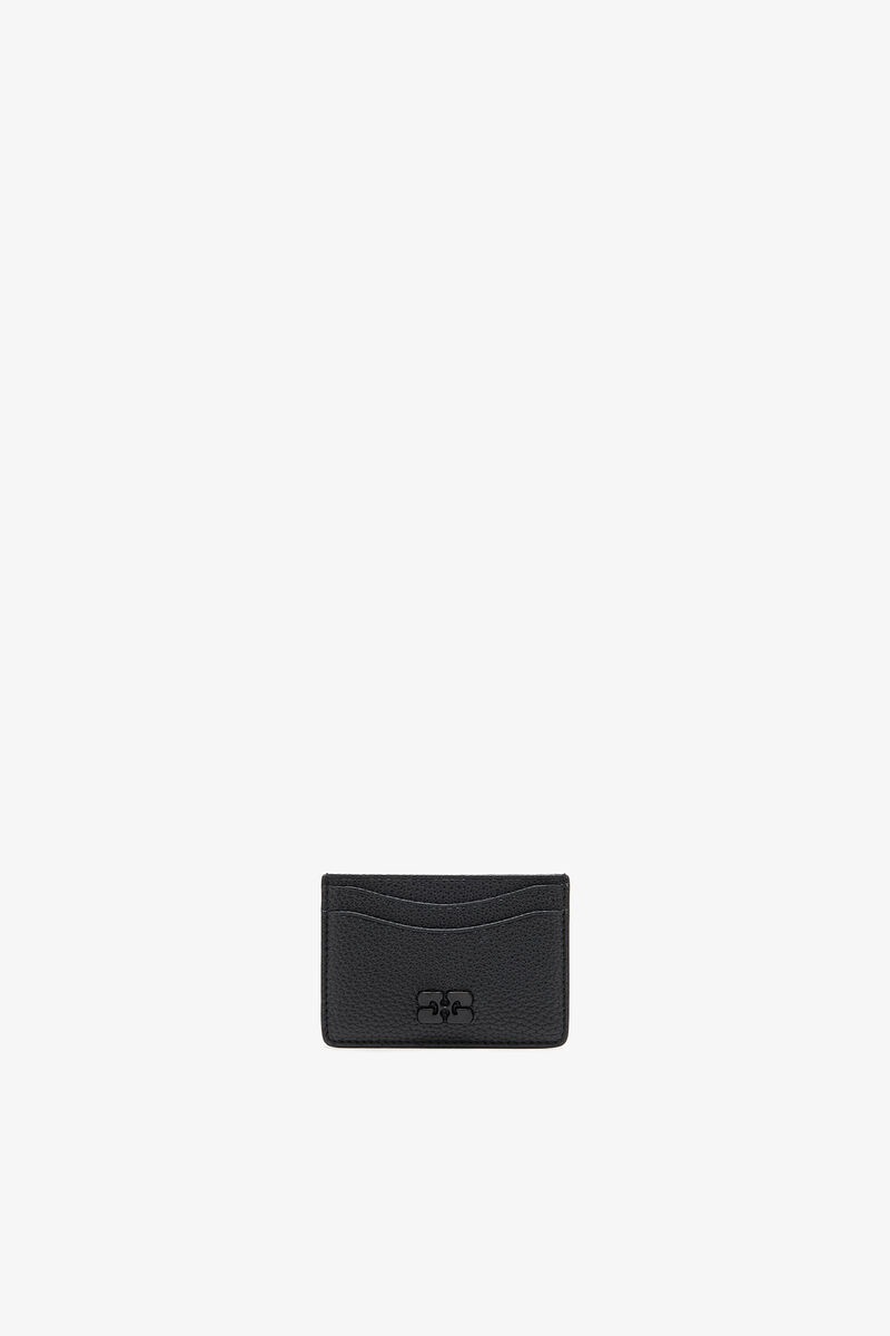Bou Card Holder in Grained Black, Recycled Polyester, in colour Black - 1 - GANNI