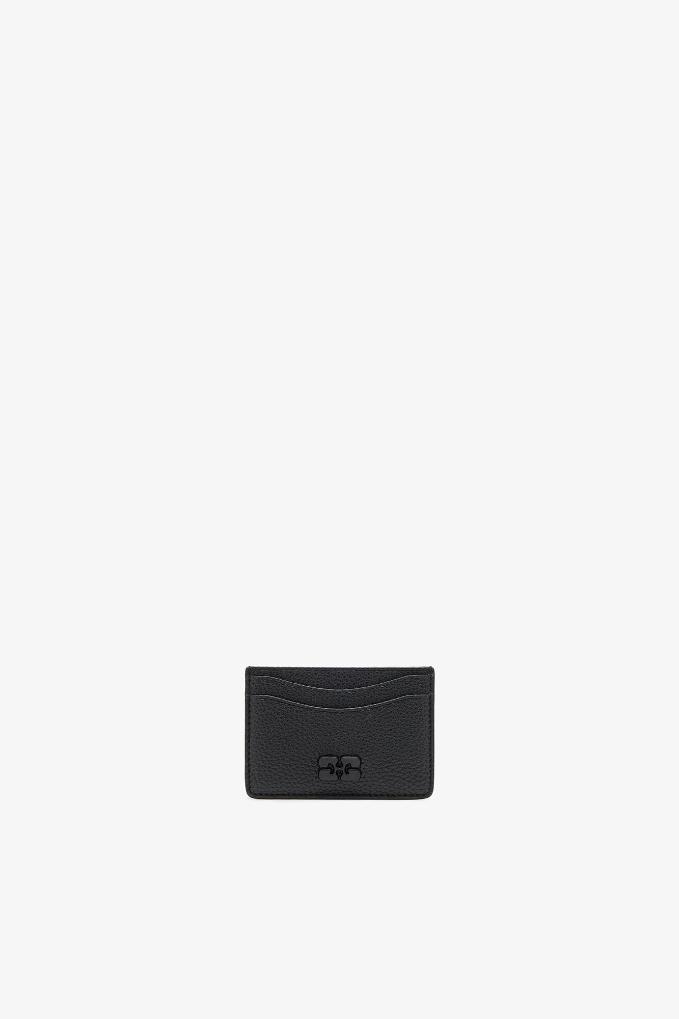 Bou Card Holder in Grained Black, Recycled Polyester, in colour Black - 1 - GANNI