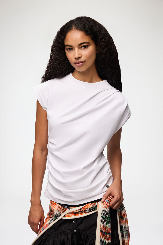 Top in Draped Jersey, Bright White