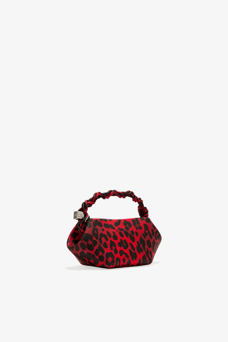Mini Bou Bag in Red Leopard, Recycled Leather, in colour Racing Red - 2 - GANNI