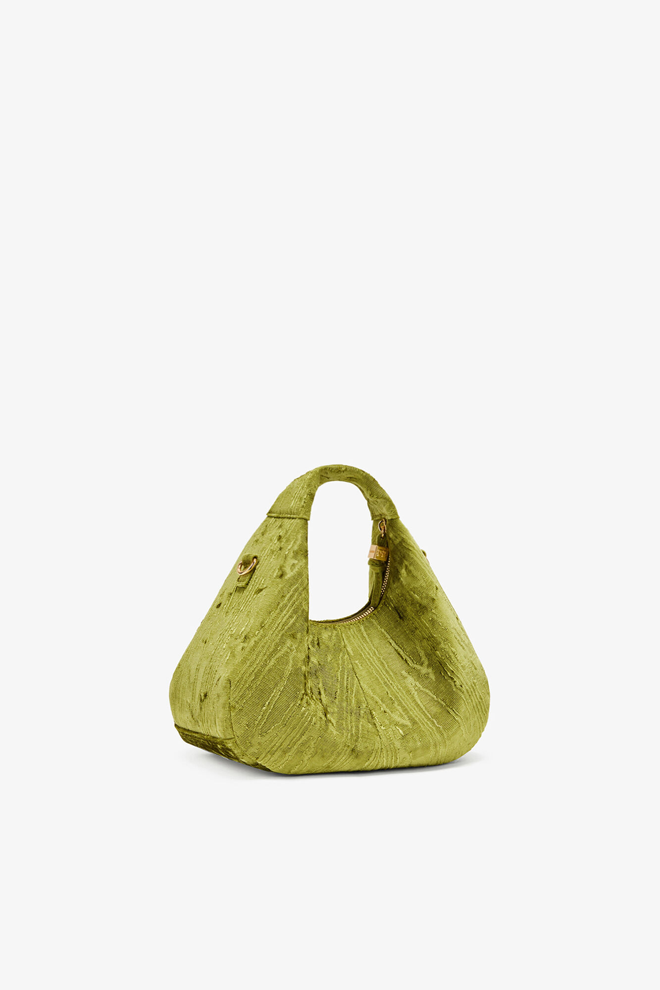 Mini Hobo Bag in Velvet Moiré, Recycled Polyester, in colour Spinach Green - 2 - GANNI