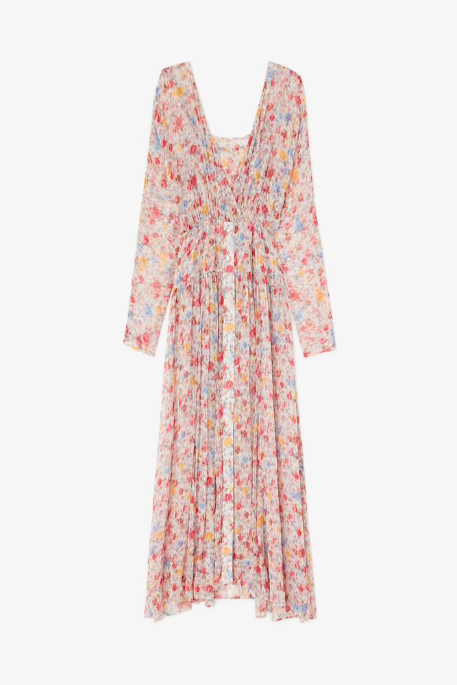 Dress in Floral Silk, Multicolour