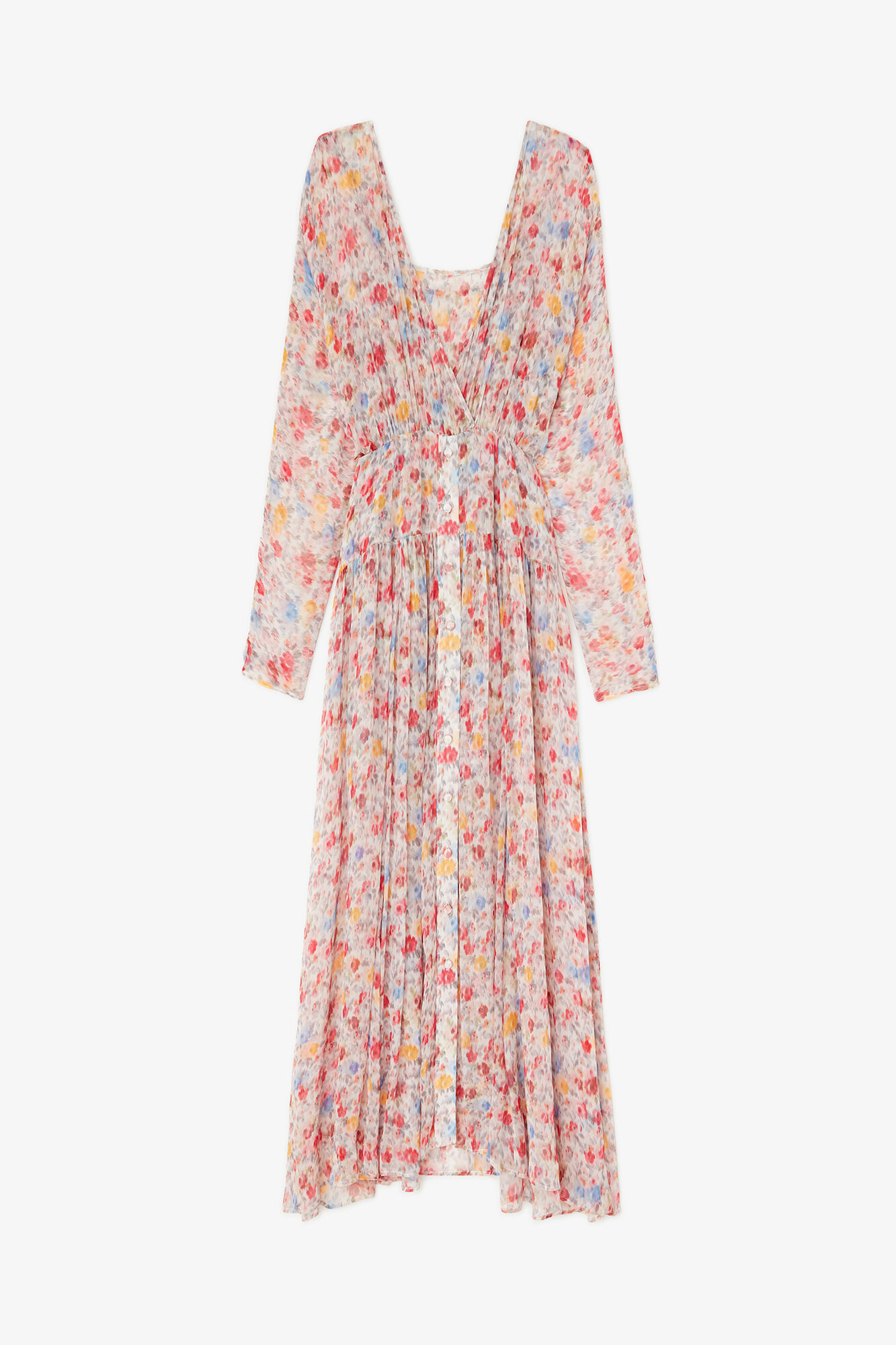 Kjole i blomsterprintet silke, Organic Wool, in colour Multicolour - 1 - GANNI