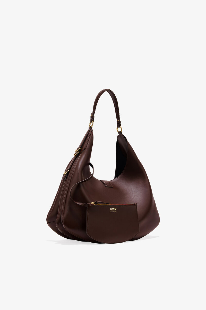 Grand sac Kat marron, Recycled Leather, in colour Chicory Coffee - 2 - GANNI