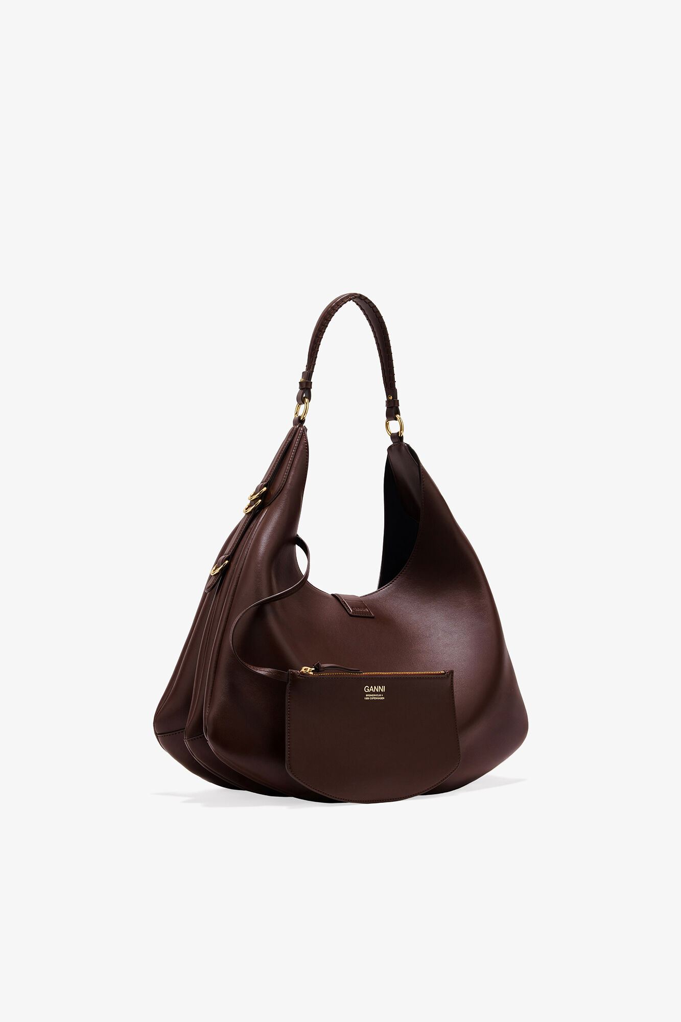 Grand sac Kat marron, Recycled Leather, in colour Chicory Coffee - 2 - GANNI