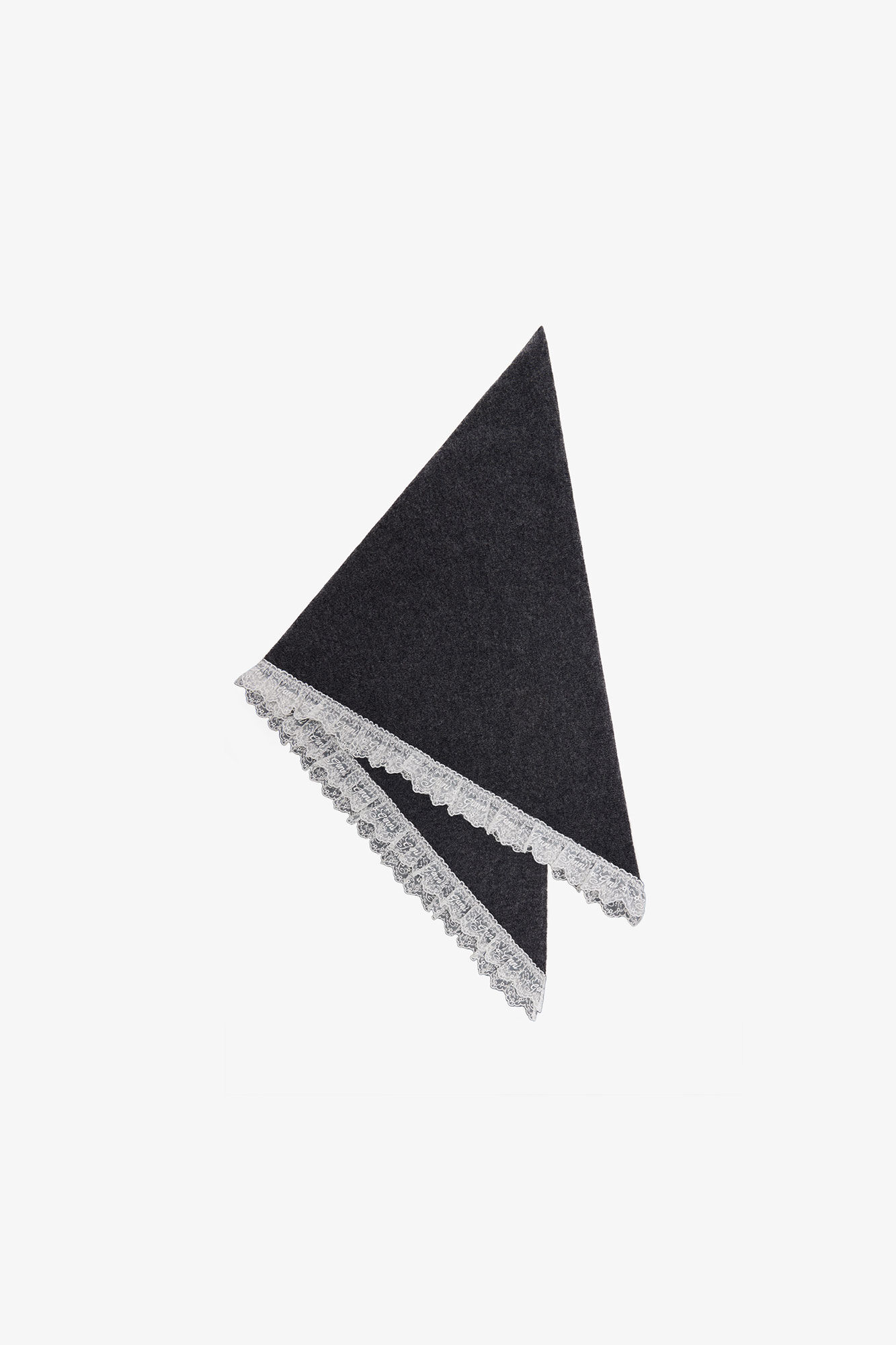 Scarf in Lace Wool, Wool, in colour Phantom - 1 - GANNI