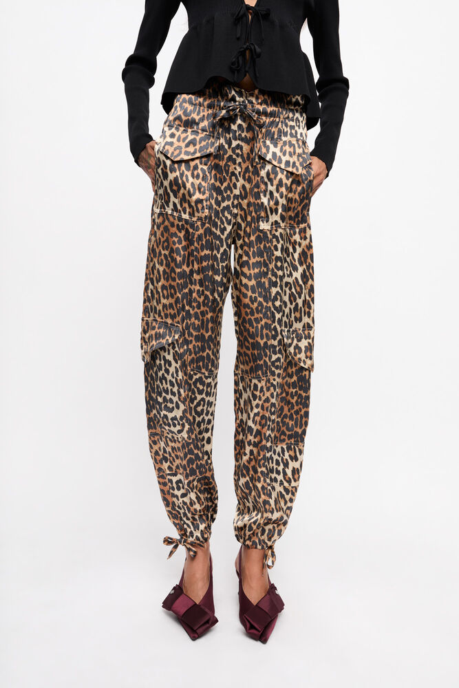 Leopard Printed Satin Trousers, Leopard