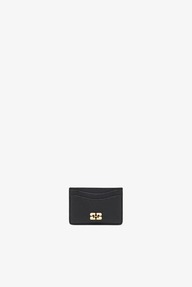 Bou Kartenetui in genarbtem Schwarz mit goldenen Details, Black