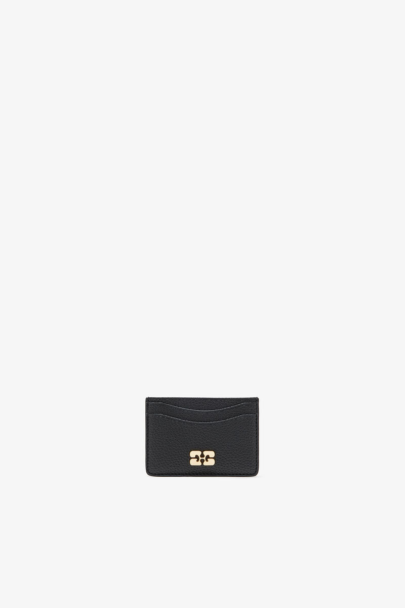 Bou Card Holder in Grained Black, Recycled Polyester, in colour Black - 1 - GANNI