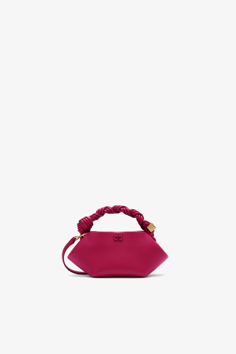 Mini Bou Bag in Grained Red, Recycled Polyester, in colour Persian Red - 1 - GANNI