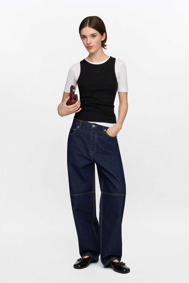 Stary-jeans i mørk vask, Organic Cotton, in colour Rinse - 1 - GANNI