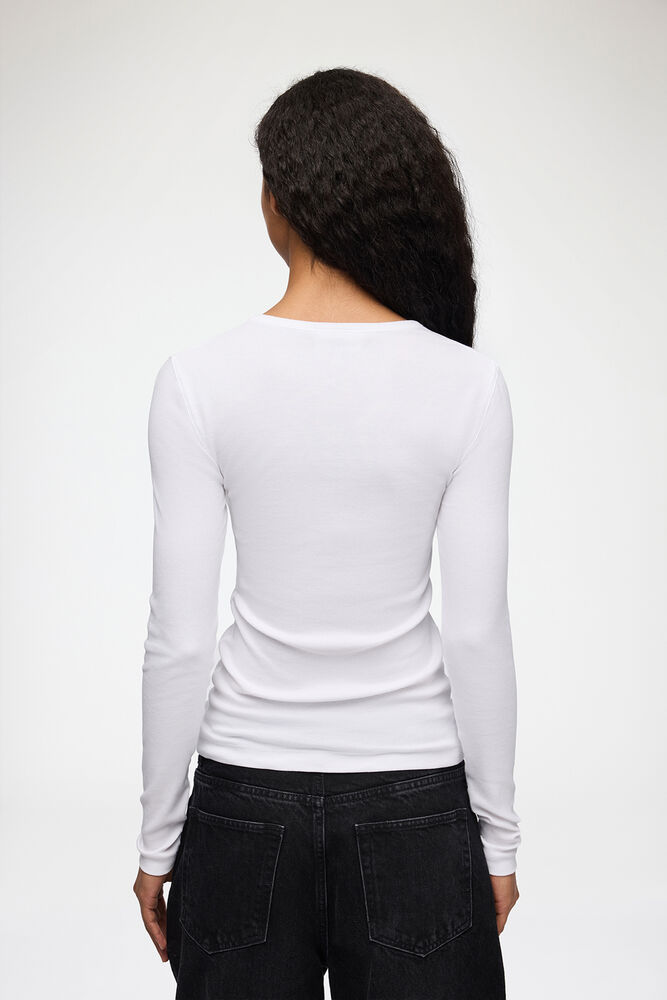 Rib Long-sleeve Top, Bright White