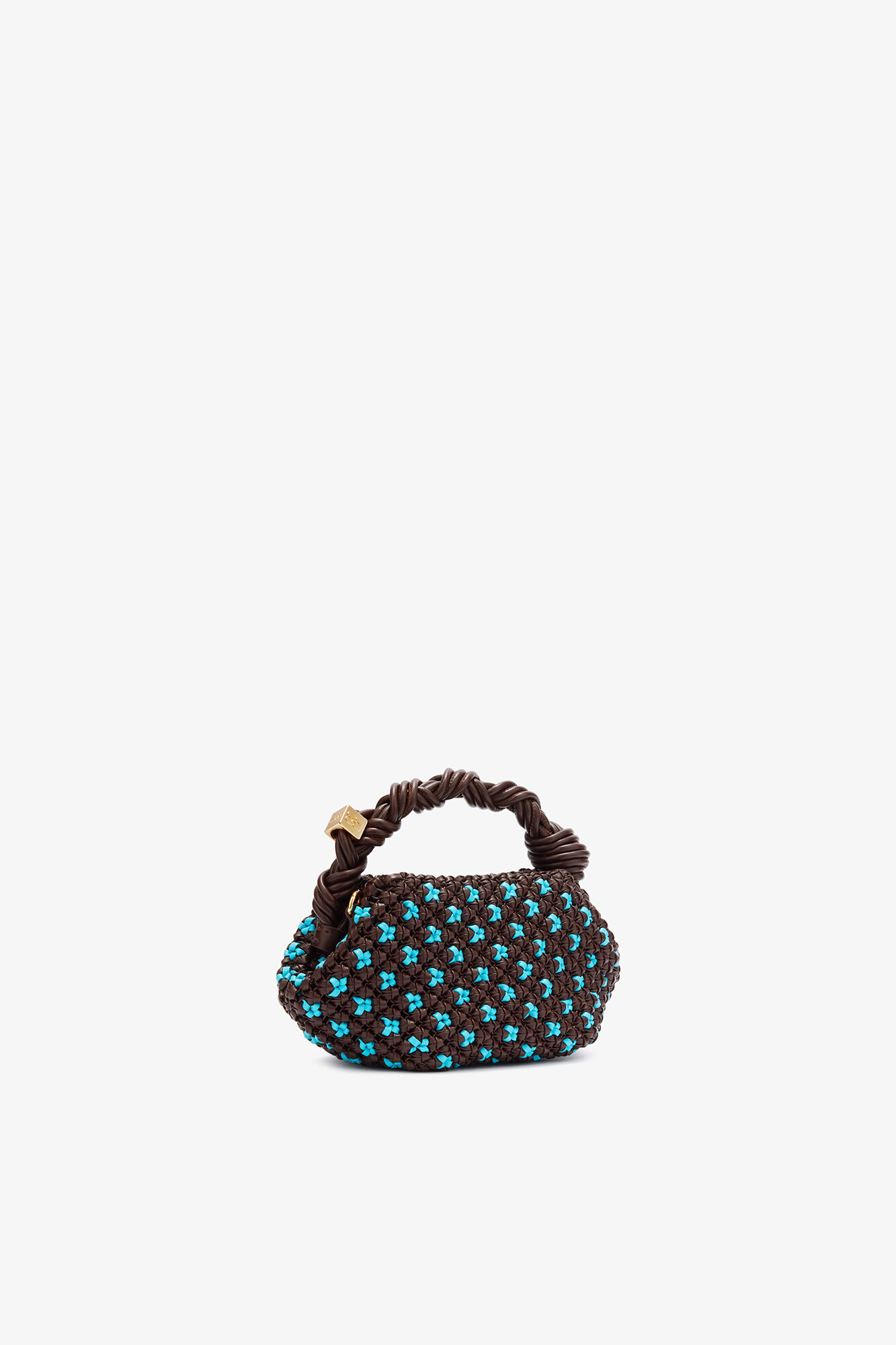 Sac mini Bou tressé marron, Recycled Leather, in colour Chicory Coffee - 2 - GANNI
