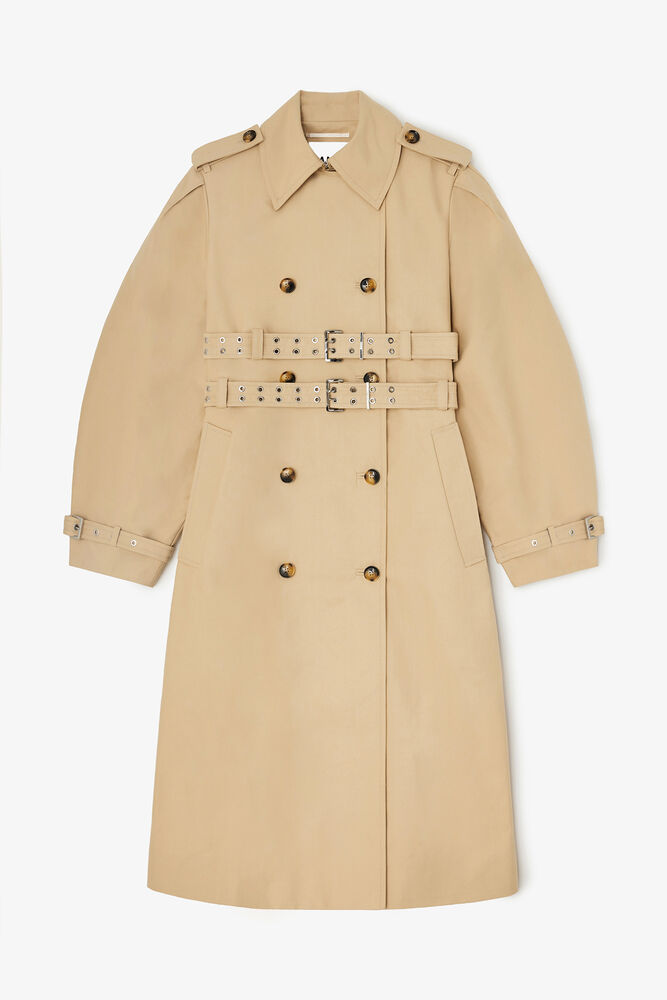 Trench Coat in Double Cotton, Warm Sand