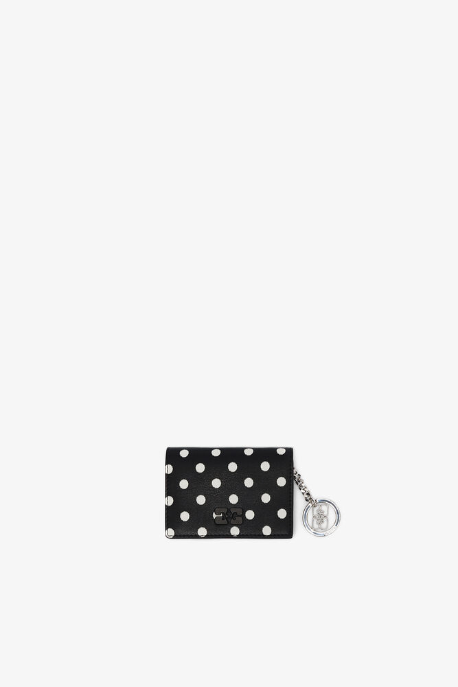Bou Card Holder with Flap and Print, Black