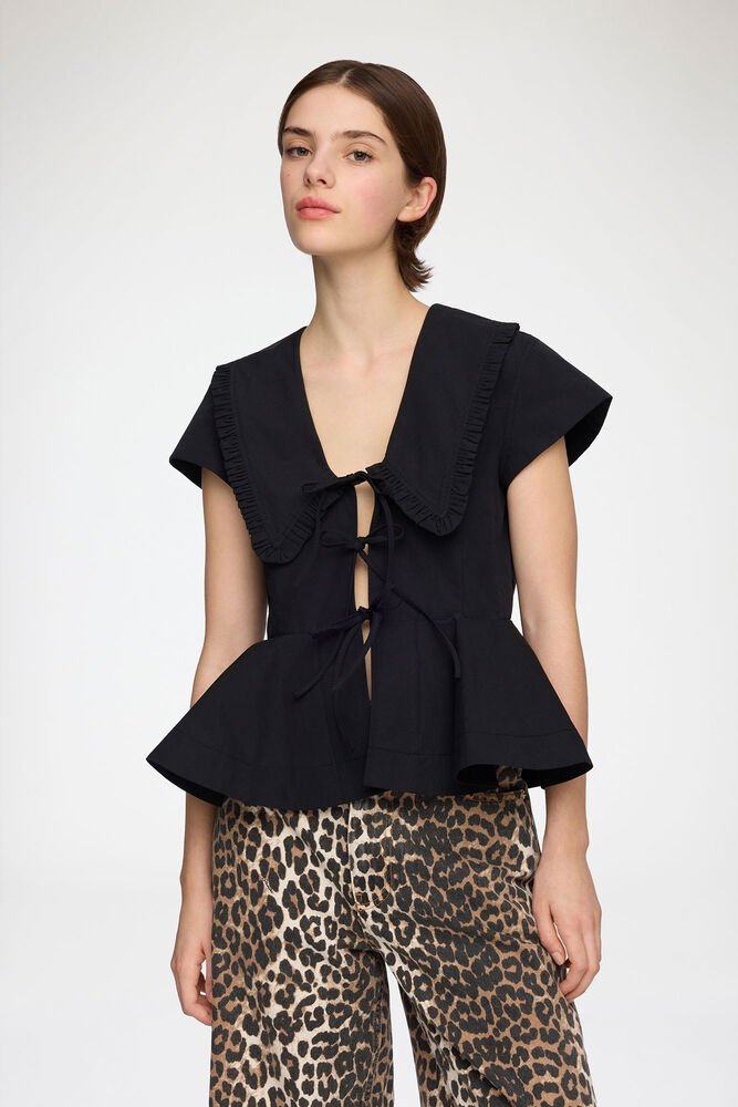 Blouse in Cotton Poplin, Black